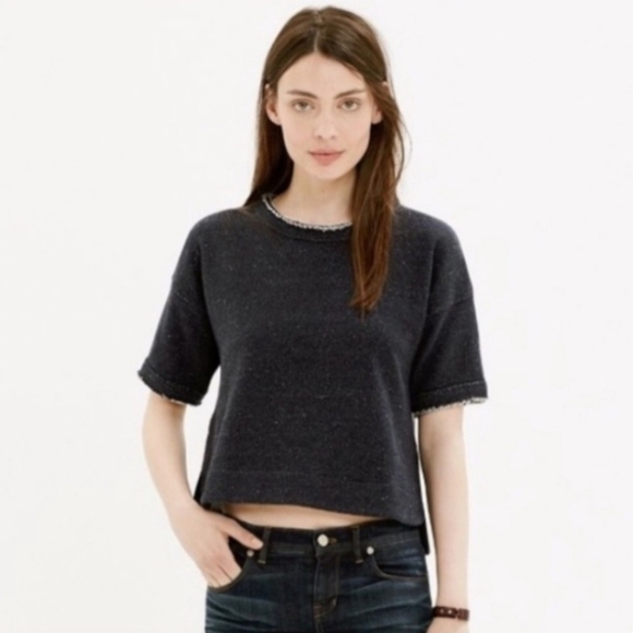 Madewell Raw Edge Crop Sweatshirt - Picture 1 of 5